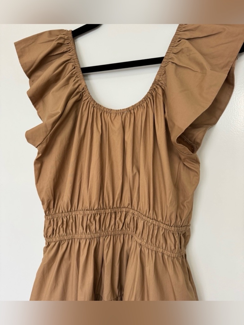 Marea by Liz Joy Jane in Camel Solid Cotton Midi Dress Small $268 Worn Once EUC - Picture 9 of 10